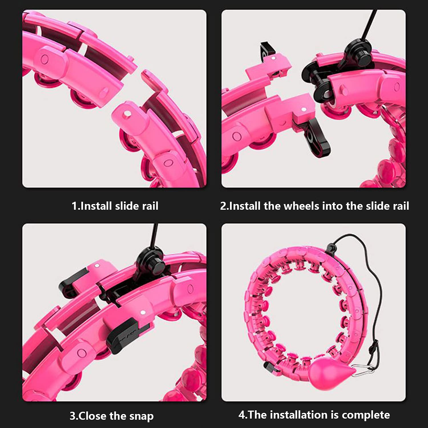 LEAFIA Smart Hula Hoop, Fitness Intelligente, Professionale Dimagrante, Non Cade, conteggio, con Fitness Massage Perdita di Peso, Regolabile 24 Nodi, per Adulti, Bambini, Principianti, Massaggio