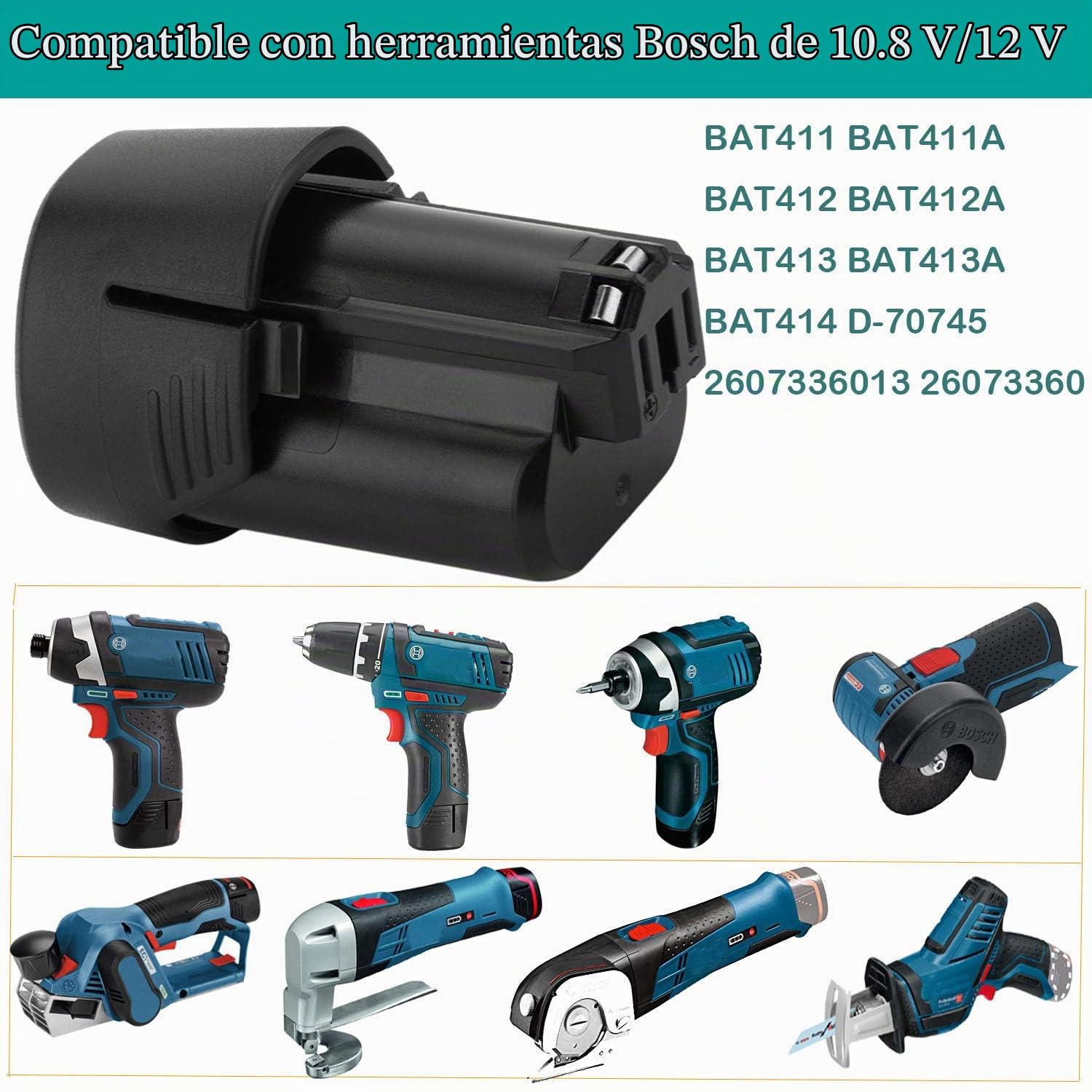 2X Shentec 10.8V-12V 3000mAh Li-Ion Batería Compatible con Bosch BAT411 GBA12V30 BAT412 BAT413 BAT414
