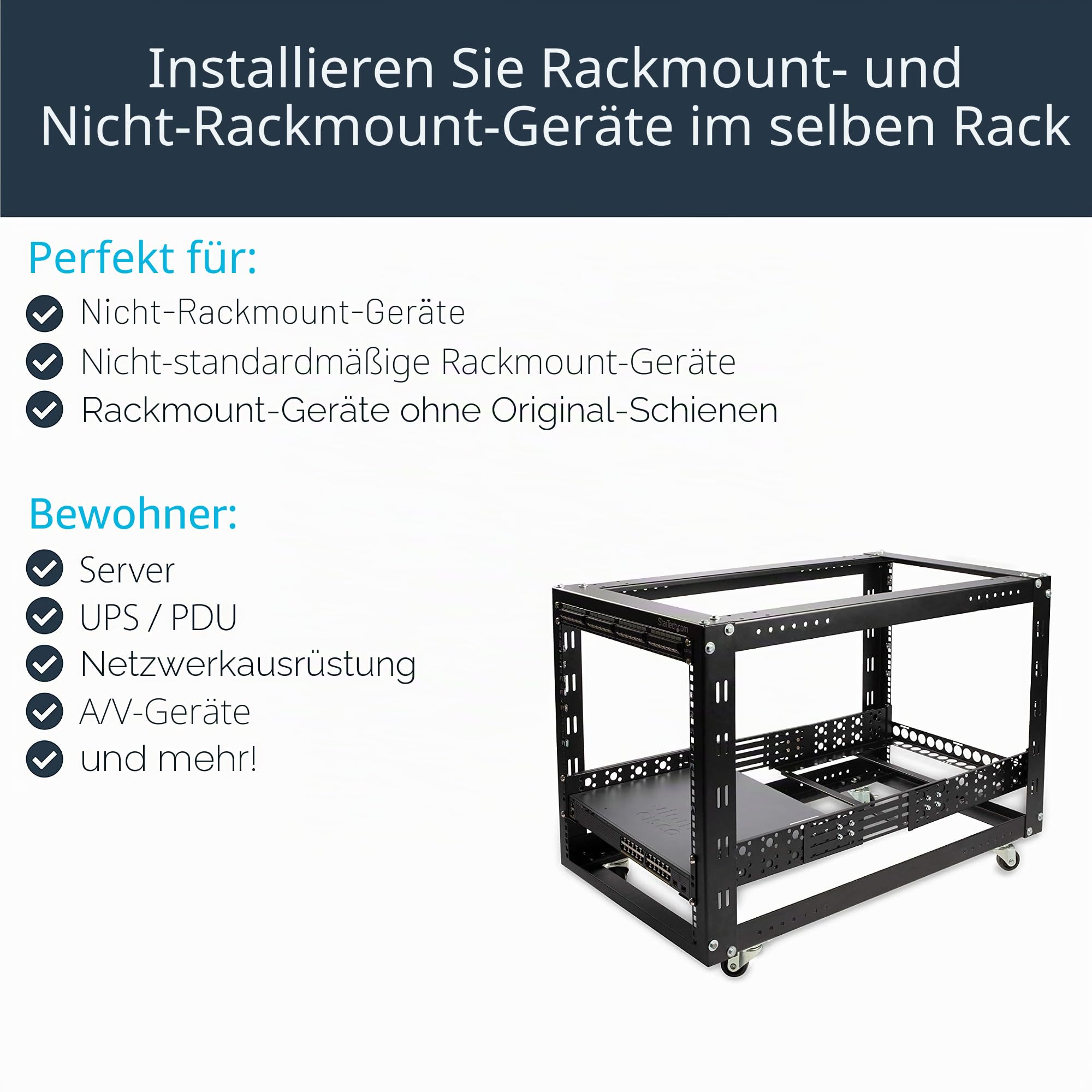 StarTech 2HE Universal Rack Schienen, 19 Zoll, 42-105cm, 45kg (UNIRAILS2U) | Server Montageschienen, Einstellbare Tiefe, 100lb, Rackmontage, AV