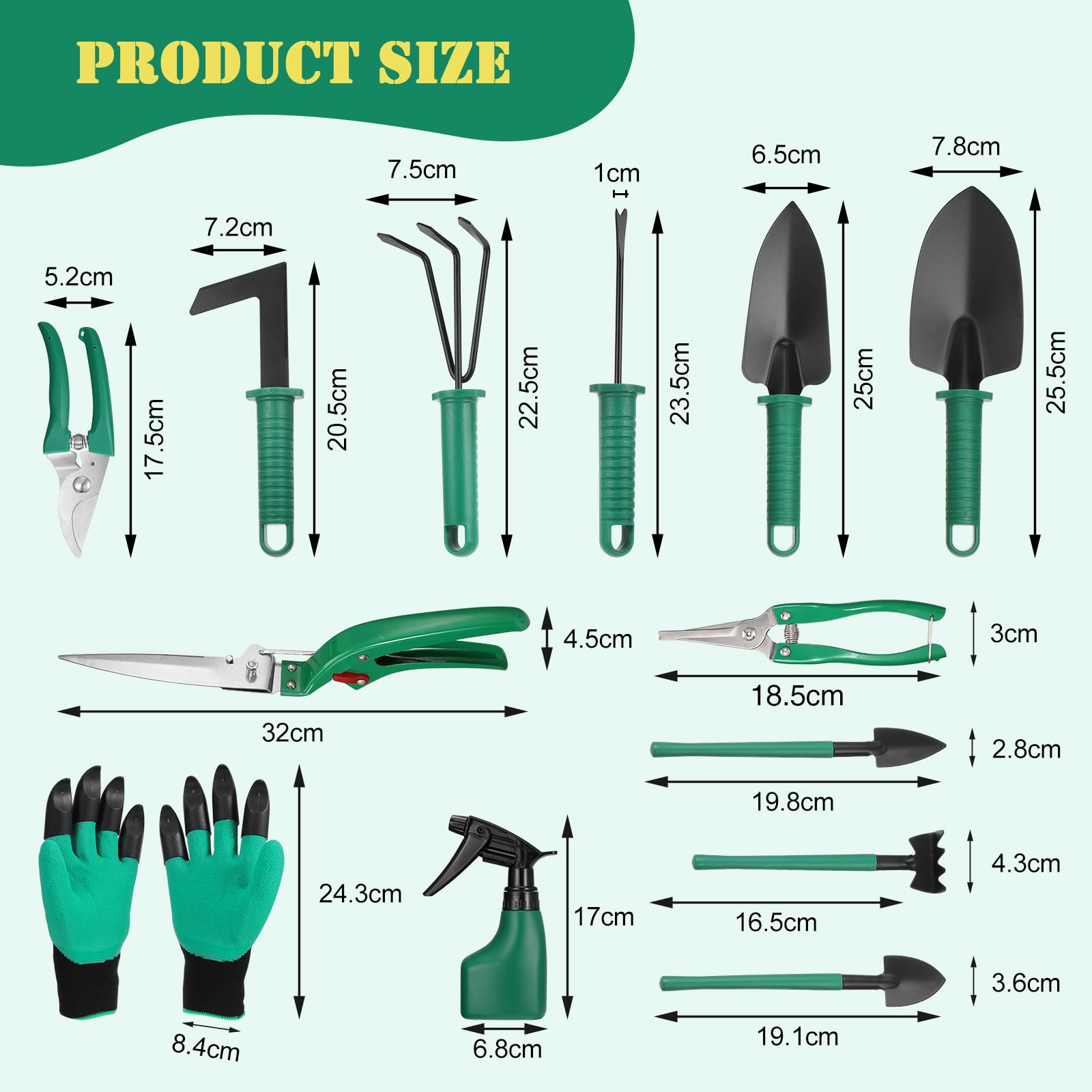 13 Teiliges Gartenwerkzeug Set , Bonsai Werkzeuge zum Graben,Gartenhandschuhe, Pflanzen, Schneiden, Bonsai Starter Werkzeuge Set für Bonsai Einsteiger