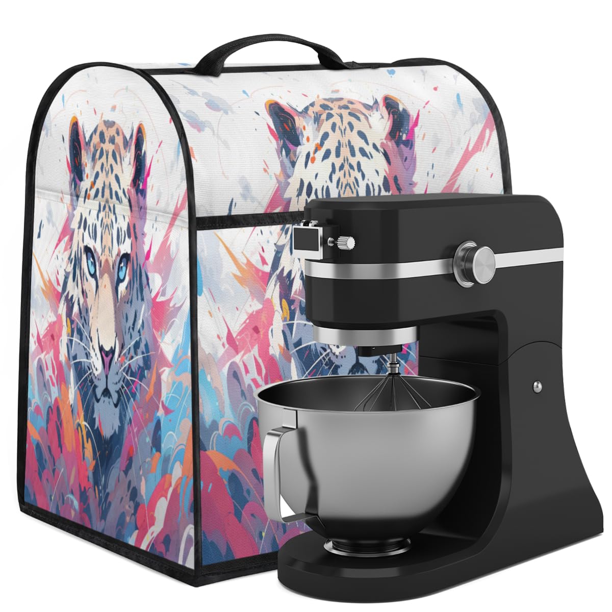 Coffee Maker Cover Splash Ink Watercolor Leopard Kitchen Appliance Covers Small Appliance Covers Blender Cover Juicer Cover Dust Covers for Kitchen Appliances with Top Handle and Pockets,C776
