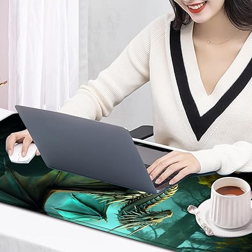 Miniatura 6 de Alfombrilla de mouse grande de 31.5 x 11.8 pulgadas, extendida para juegos con bordes cosidos, protector de alfombrilla de mouse XXL, base de goma