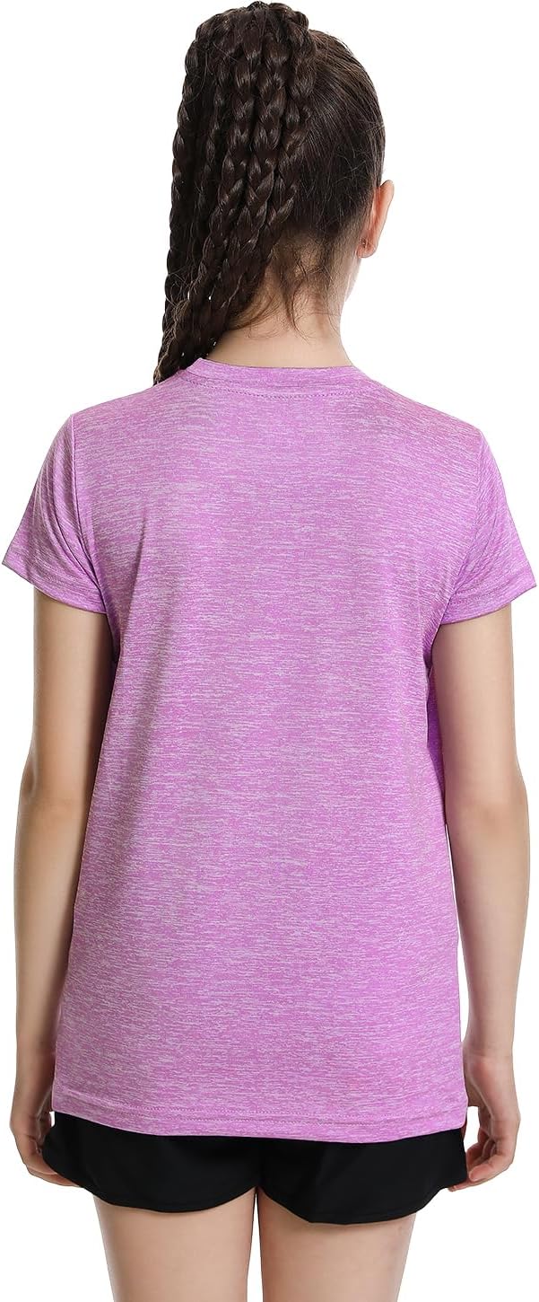 Star Vibe 5 Pack Girl's Shirts Athletic Short Sleeve Dry-Fit T-Shirts Crew Neck Active Sports Tops for Kids Teen 5-14 Years - Image 5