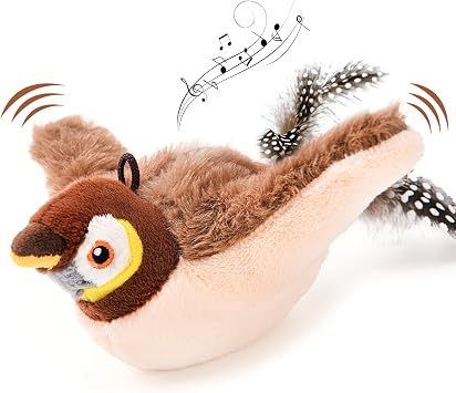 AUSCAT Flappy Bird Cat Toy, Simulated Chirping Bird Cat Toy Flapping Wings, Rechargeable,Interactive Catnip Toys for Indoor Kittens No Flying