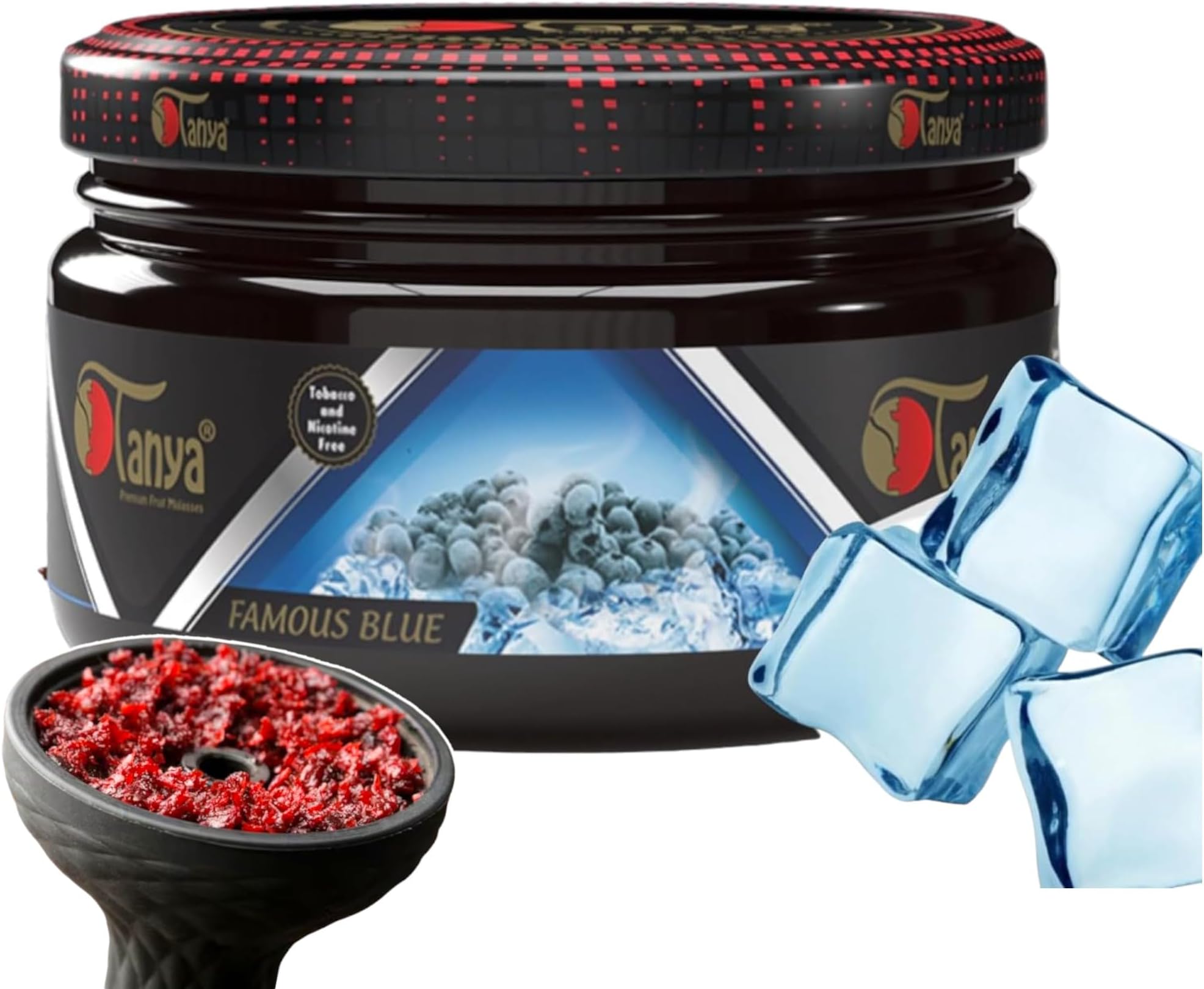 250G Reusable Premium Jars 100% Nicotine & Tobacco Free Shisha Hookah Flavors Mix Organic Shisha Flavors Delicious Fruit Flavors (Famous Blue)