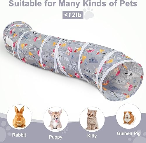 Vista 54 de Glittme Túnel para gatos, túneles para gatos de interior, cueva de gatos en forma de S con juguetes para gatos, tubos plegables para gatos y túneles