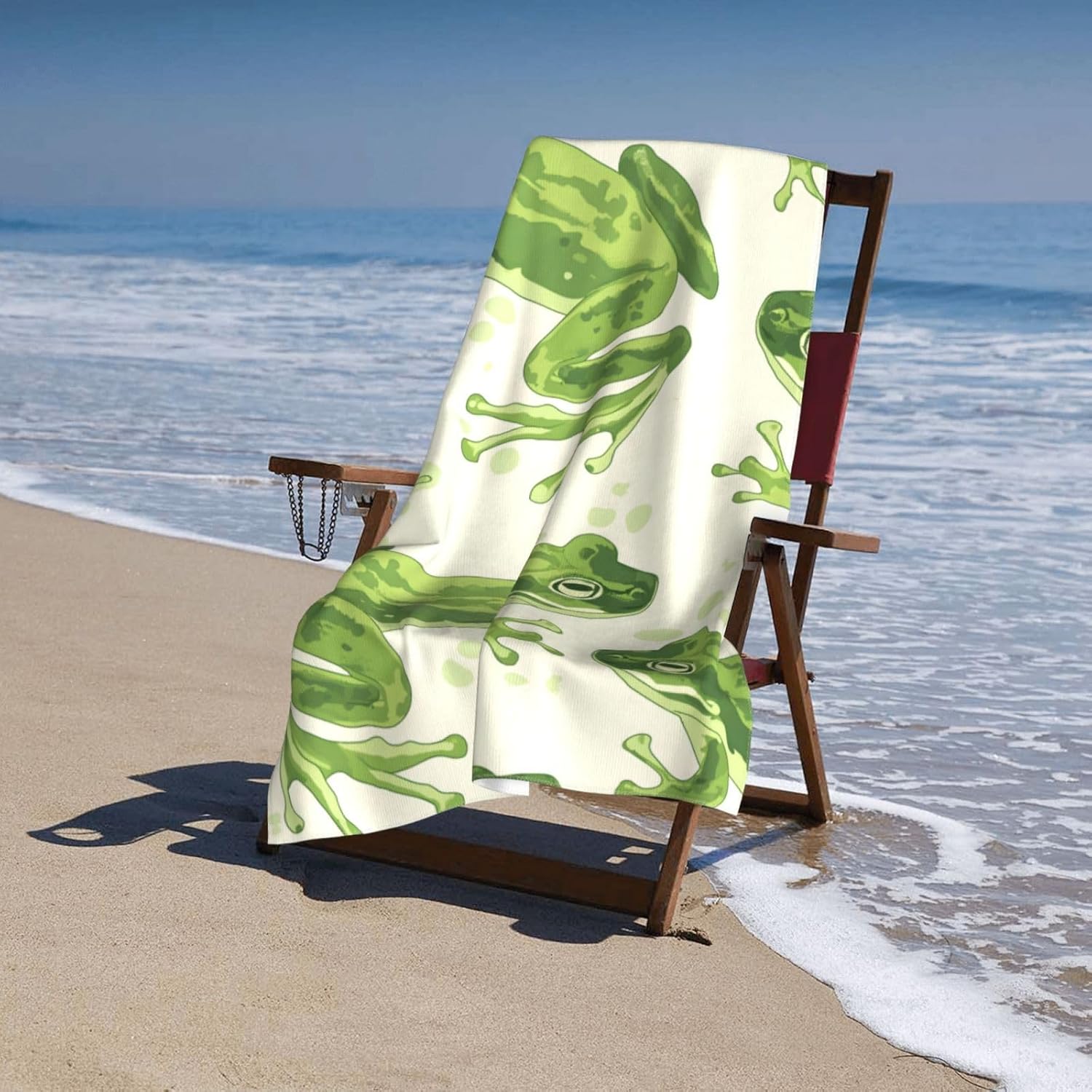 Frog Beach Towel 31inx51in, Animal Sand-Free Microfiber Bath Towel Ultra Soft Quick Dry Pool Towel Absorbent Towel Lightweight Towel for Swimming Bathroom Decor