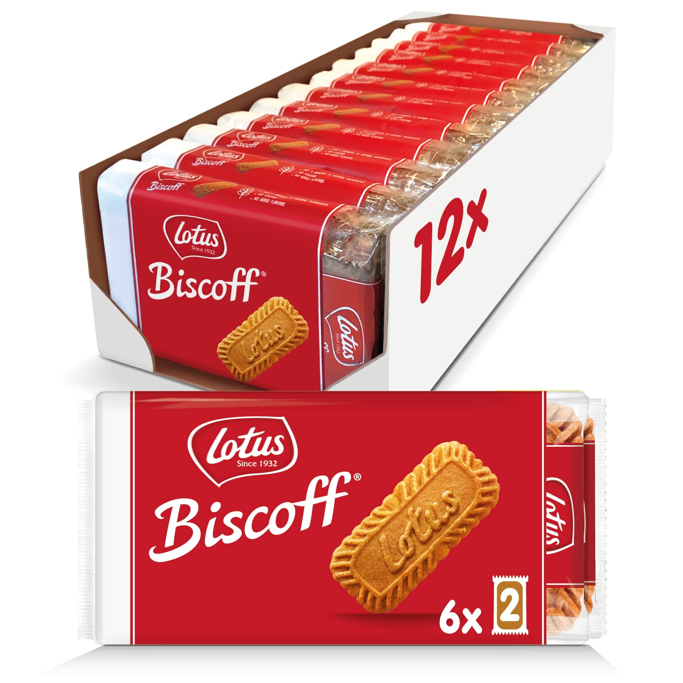 Lotus Biscoff Cookies, Caramelized Biscuit Cookies, 144 Cookies (12 Sleeves of 6 Two