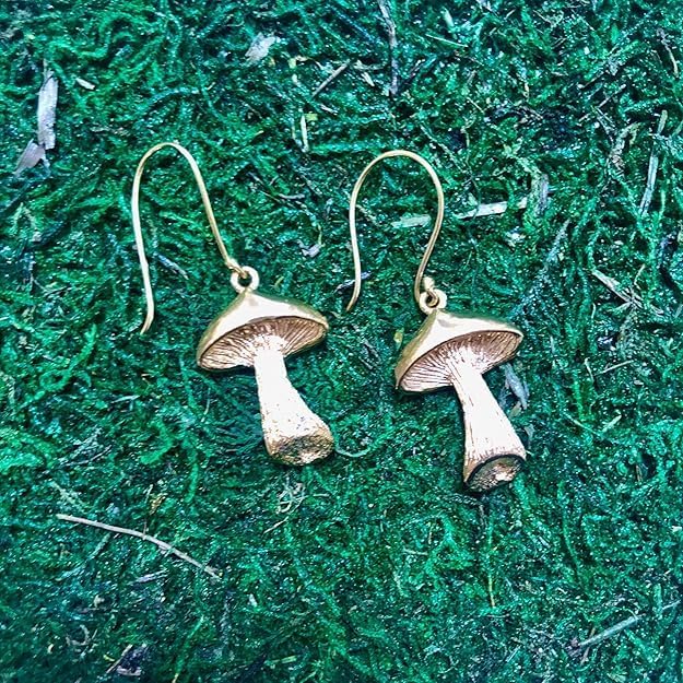 Gold Mushroom Earrings for Women– Unique Trendy Golden Dangle Earrings, Boho Chic Handcrafted Fashion Jewelry, Lightweight Elegant Gift for Her - Image 4