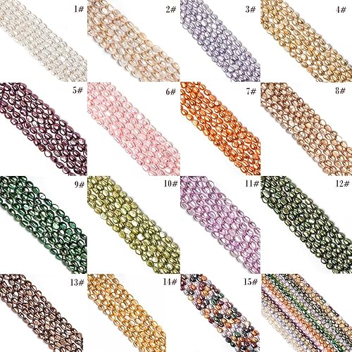 Miniatura 6 de MINGHANG Cuentas de perlas naturales de agua dulce de 0.23 a 0.18 pulgadas, perlas irregulares genuinas de 15 pulgadas para hacer joyas de bricolaje