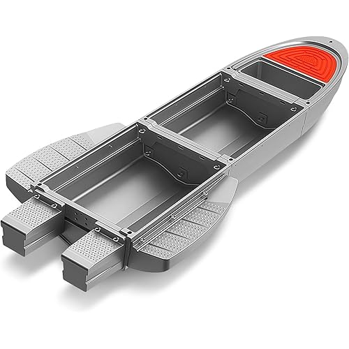 Fishing Boat, Folding Jon Boat with 3 Collapsible Modular Fishing Kayak and 2 Side&Tail Pontoons, Multipurpose Kayak Canoe, Up to 800lbs Buoyancy Suitable for 5-7 Person.