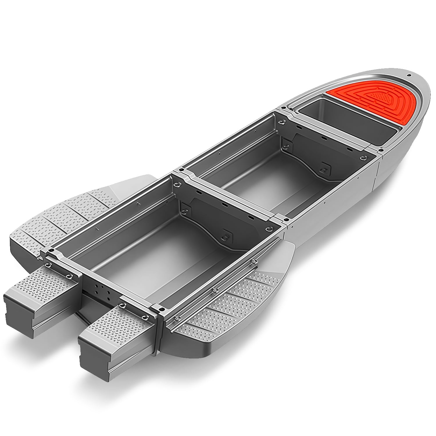 Photo 1 of Fishing Boat, Folding Jon Boat with 3 Collapsible Modular Fishing Kayak and 2 Side&Tail Pontoons, Multipurpose Kayak Canoe, Up to 800lbs Buoyancy Suitable for 5-7 Person-Grey.