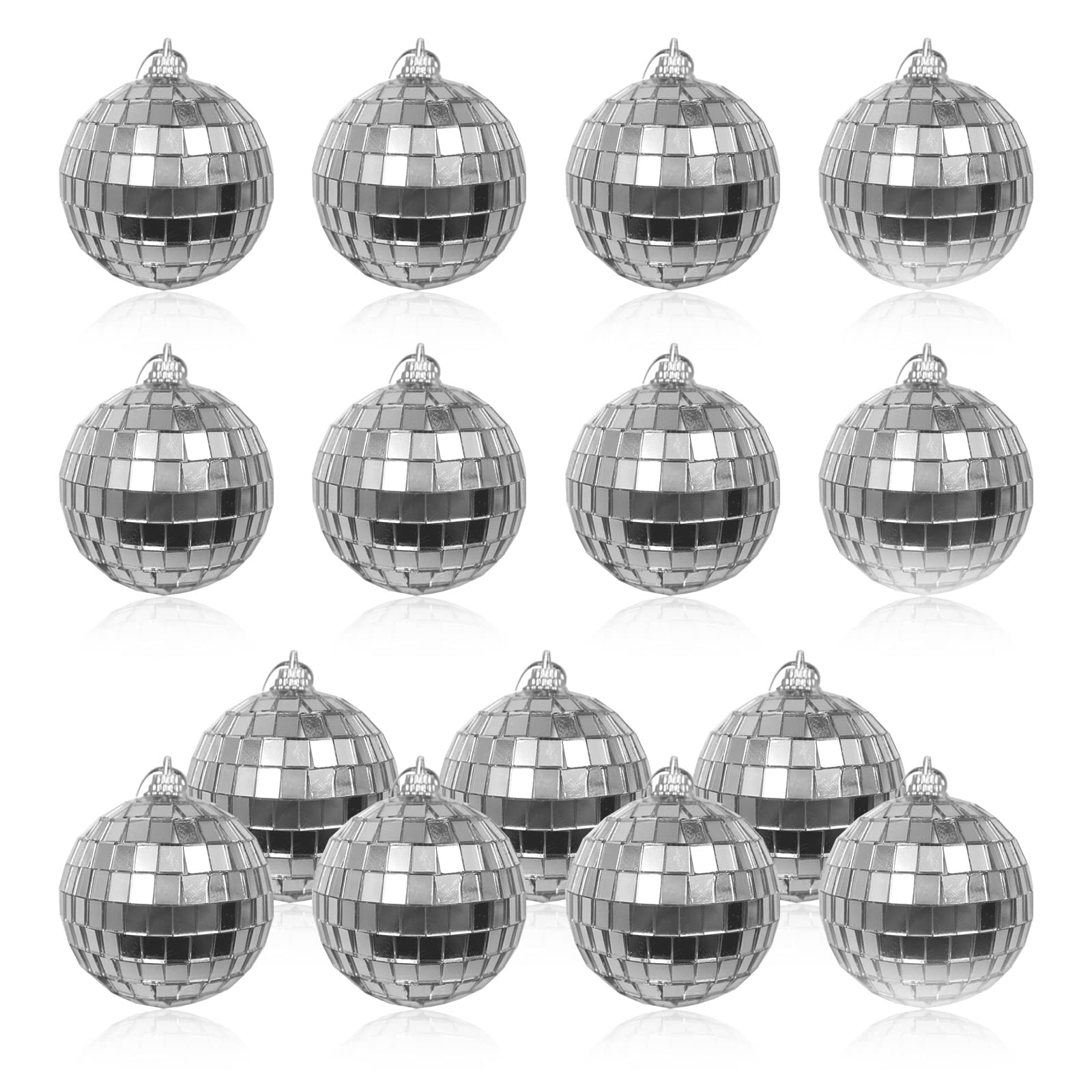 15Pcs Small Mirror Disco Ball 5cm 1.96in Diameter, Christmas Ball Ornaments, Cake Party Stage Decoration Ball, Disco Mirror Reflective Ball (Silver 5cm)