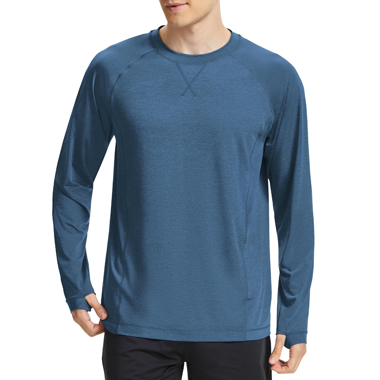 MEETWEE Herren UPF50+ Rashguard UV Shirt Langarmshirt UV Schutz Shirts, UV Sonnenschutz Atmungsaktiv Langarm Outdoor Angeln Laufen Wandern Funktionsshirt