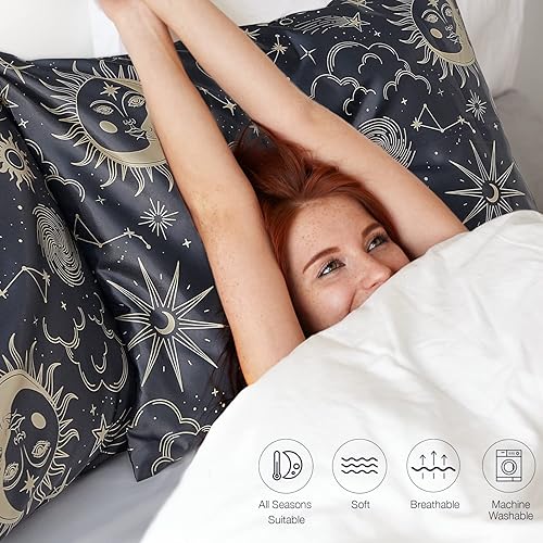 Miniatura 10 de EXQ Home - Funda de almohada de satén para cuidar el cabello y la piel, funda refrescante de tamaño King, juego de 2 fundas de almohada de satén con