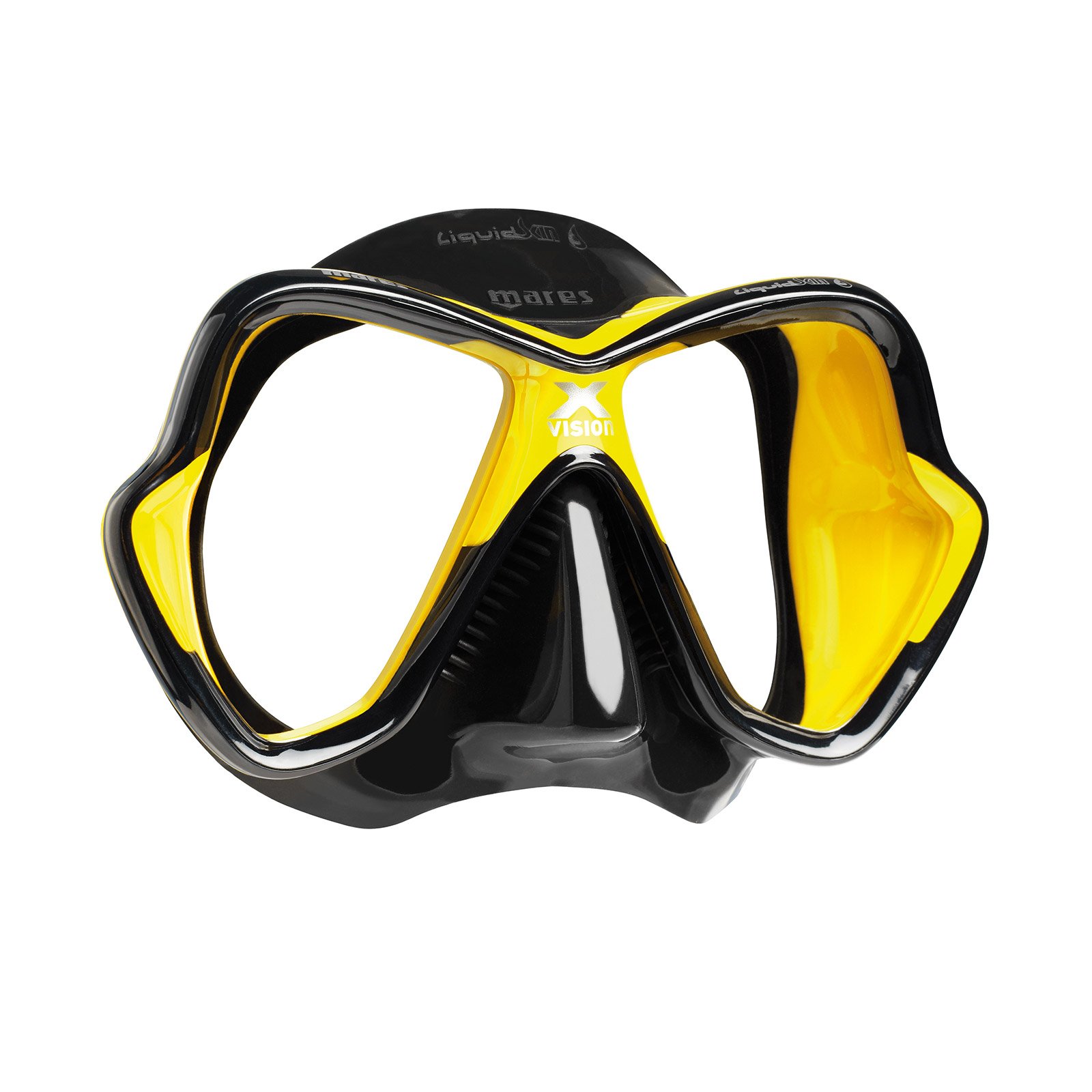 Conjunto de buceo Mares X-Vision Liquidskin Ergo Dry, negro y amarillo