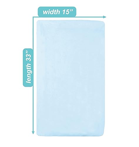 Miniatura 3 de TL Care Sábana bajera ajustable de punto de jersey de algodón transpirable 100% natural, azul, 15 x 33 pulgadas, suave y transpirable, para niños y