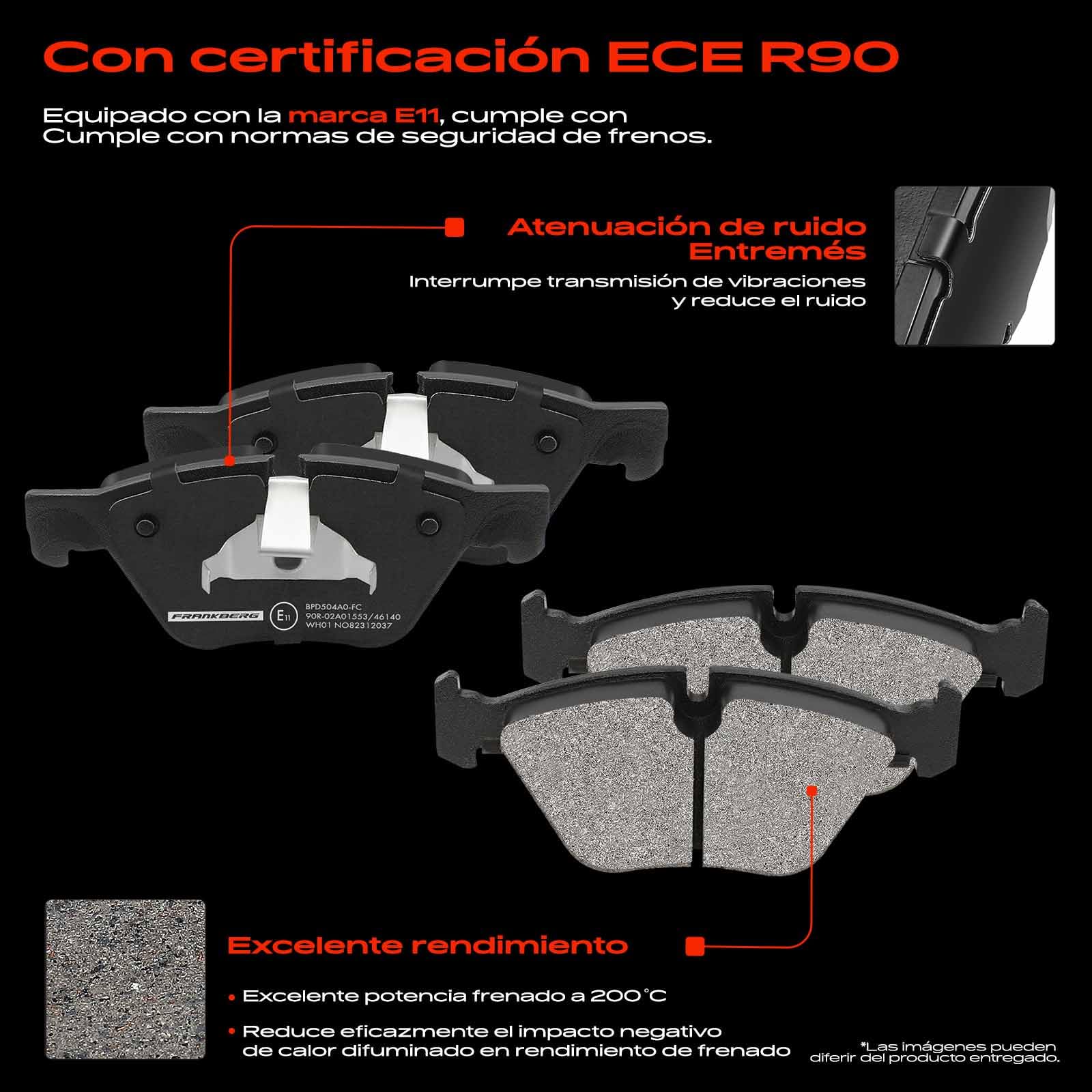 Frankberg 4 pastillas de freno delanteras compatibles con 5er F10 F18 518-530 1.6L-3.0L 2009-2016 5er Touring F11 518-528 2.0L-3.0L 2009-2017 Replace# 3411679684444
