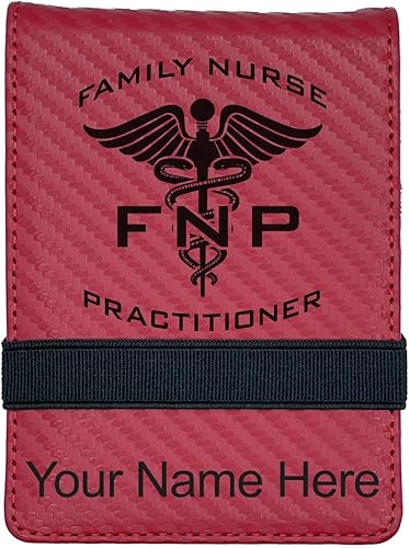 Miniatura 14 de LaserGram Mini padfolio con bloc de notas y bolígrafo, enfermera practicante de la familia FNP, grabado personalizado incluido (rosa)