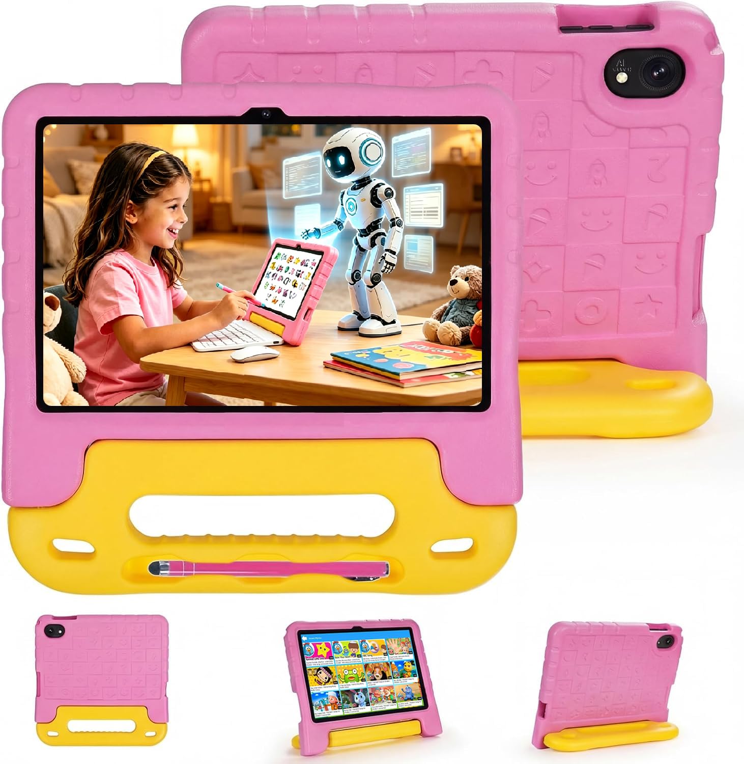 SUMTAB Tablet para Niños 10 Pulgadas Android 15 con 30GB RAM 128GB ROM (mpliable 2 TB), Control Parental, Pantalla IPS HD, GMS Certified, 5G WiFi 6, Protective Antichoque Eva & Estilete