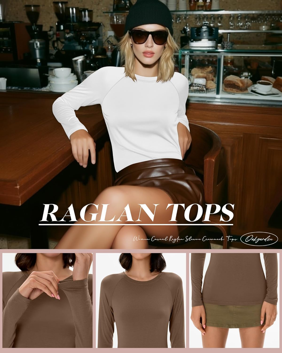 5 Pack Women's Long Sleeve Shirts Crew Neck Raglan Basic Tops Slim Fitted Undershirts Stretchy Layering Baselayer - Image 5