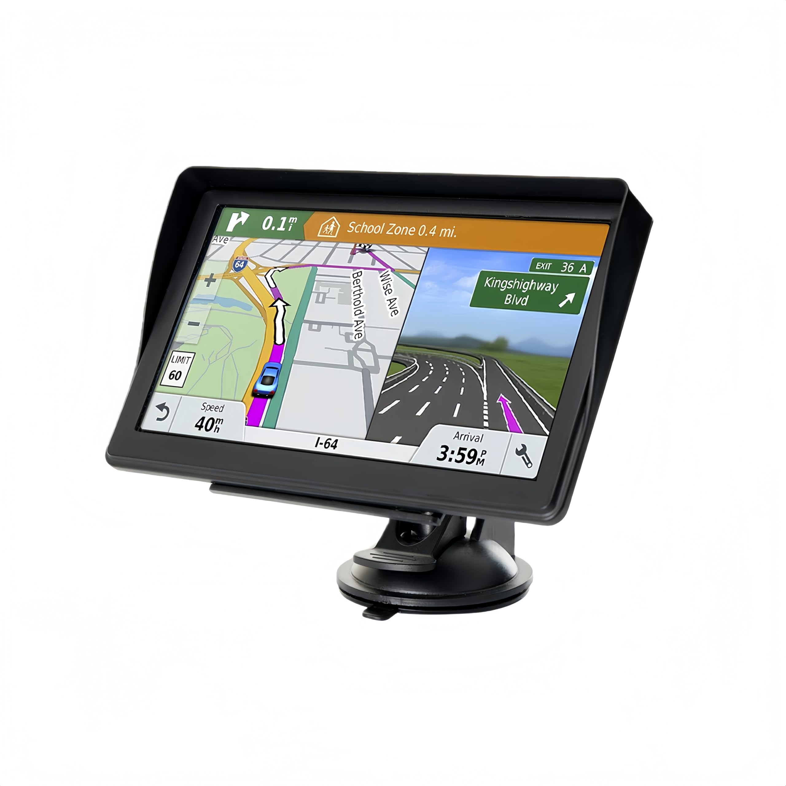 Navigatore GPS, navigazione GPS touchscreen da 7 pollici per auto, camion, camper, con informazioni sul traffico, mappa Europa 2025, aggiornamenti gratuiti a vita, guida vocale reale della direzione