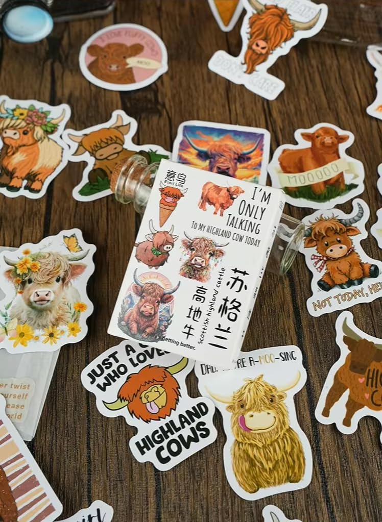 Cattle Cute Cow Stickers, Animals Yak Decal, Cute Stickers for Journaling, 30 pcs, Package Dimensions 2.5 x 1.7 x 0.4inch, 6.4 x 4.4 x 1.1 cm (Cattle)