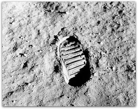 NASA Space Art Print Astronaut Footprint on the Moon - 11x14 Unframed Poster. A Stunning Black and White Lunar Landing Poster, Great for Astronomy & Space Exploration Enthusiasts, History Buffs