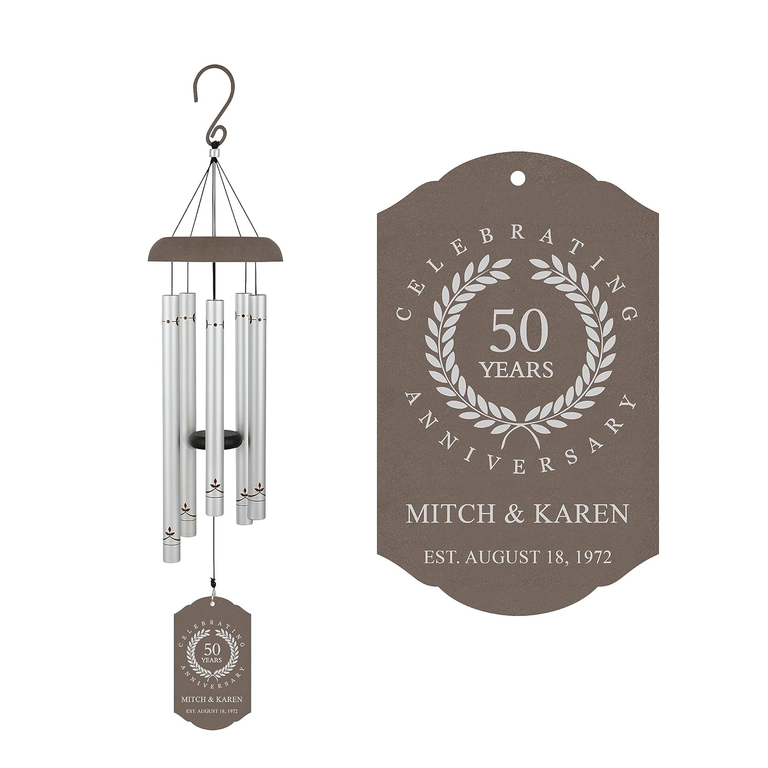 Personalized Wedding Anniversary Wind Chime (Black)