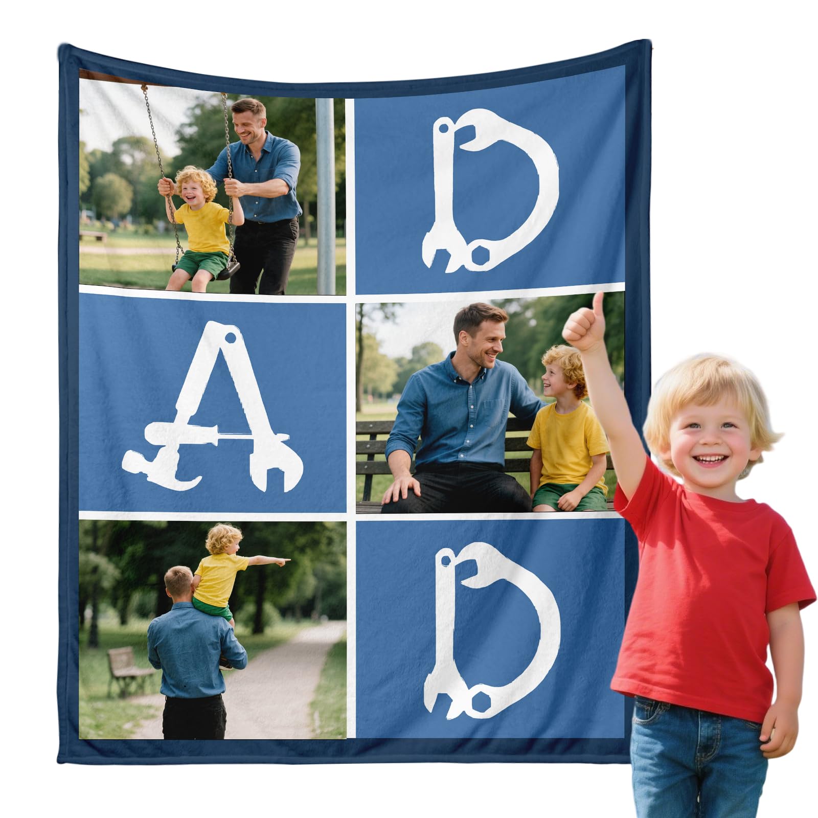 Custom Personalized Throw Blankets with Photos Customized Flannel Blanket for Father Gifts for Fathers Picture Blankets for Father Unique Birthday