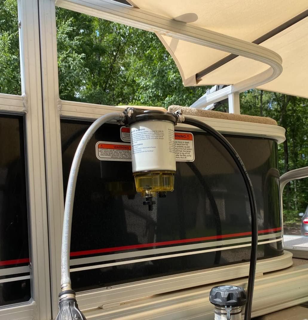 iFJF S3213 Fuel Water Separating Filter & R25T Nylon Fuel Bowl Replacement for 3/8 Inch Marine Outboard Motors, 10 Micron Replace 35-809097 MAR-24563-03-00 18-7919 C14568 2 Packs