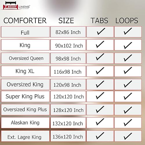 Miniatura 7 de Edredón alternativo para todas las estaciones  King XL 116 x 98 Tamaño 1 pieza  Relleno de edredón de microfibra con 8 pestañas en las esquinas,