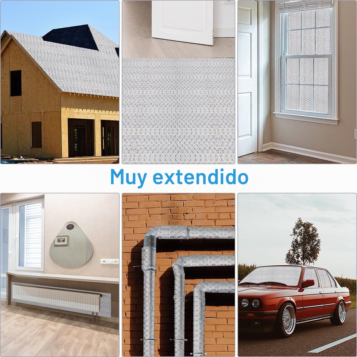 Aislamiento de aluminio de doble cara 60 cm X 3 m, lámina aislante de 3 mm de espesor, lámina reflectante, lámina de aluminio de burbujas para aislamiento de radiadores para vehículos, techos