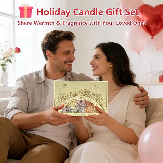 6 Pack Scented Candles Gift Set, Long Lasting Aromatherapy Candles for Home, 37.8 oz 300 Hour Burn, Lavender Jasmine Vanilla Sage Sandalwood Rose Eucalyptus Mint, Gifts for Women