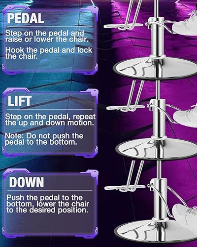 Miniatura 9 de Silla de peluquería de salón, silla reclinable para estilista, silla de pelo con bomba hidráulica resistente, sillas giratorias de 360 grados para