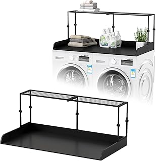 Quikraen Washer Dryer Countertop with Adjustable Shelf Wooden Laundry Topper for Ironing Clothes Universal Fit Large Space Laundry Room Organization Washer Dryer Countertop with Shelf