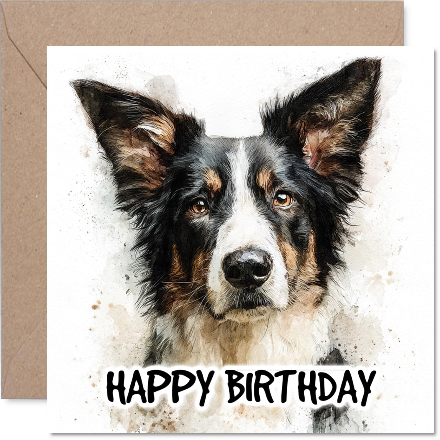 Border Collie Birthday Card for Men Women - Dog Breeds - Happy Birthday Card for Uncle Neighbour Dad Grandad, 145mm Bday Greeting Cards