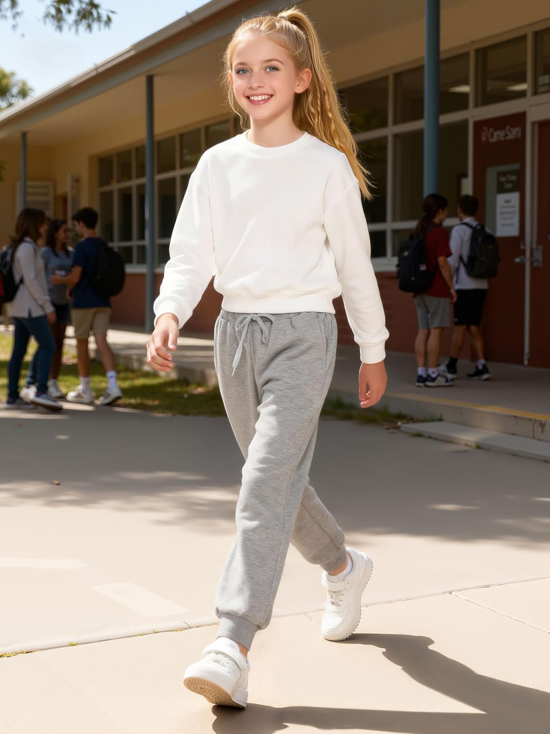 Resinta Girls Fleece Lined Sweatpants Youth Jogger Athletic Pants Kids Pull-On Pants with Pockets and Drawstring - Image 6