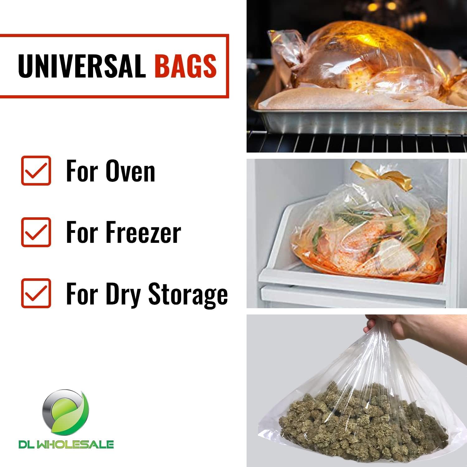 BirdBags Turkey Bags, 19&rdquo; x 23.5&rdquo; 100 Pack, Clear Plastic, Food St