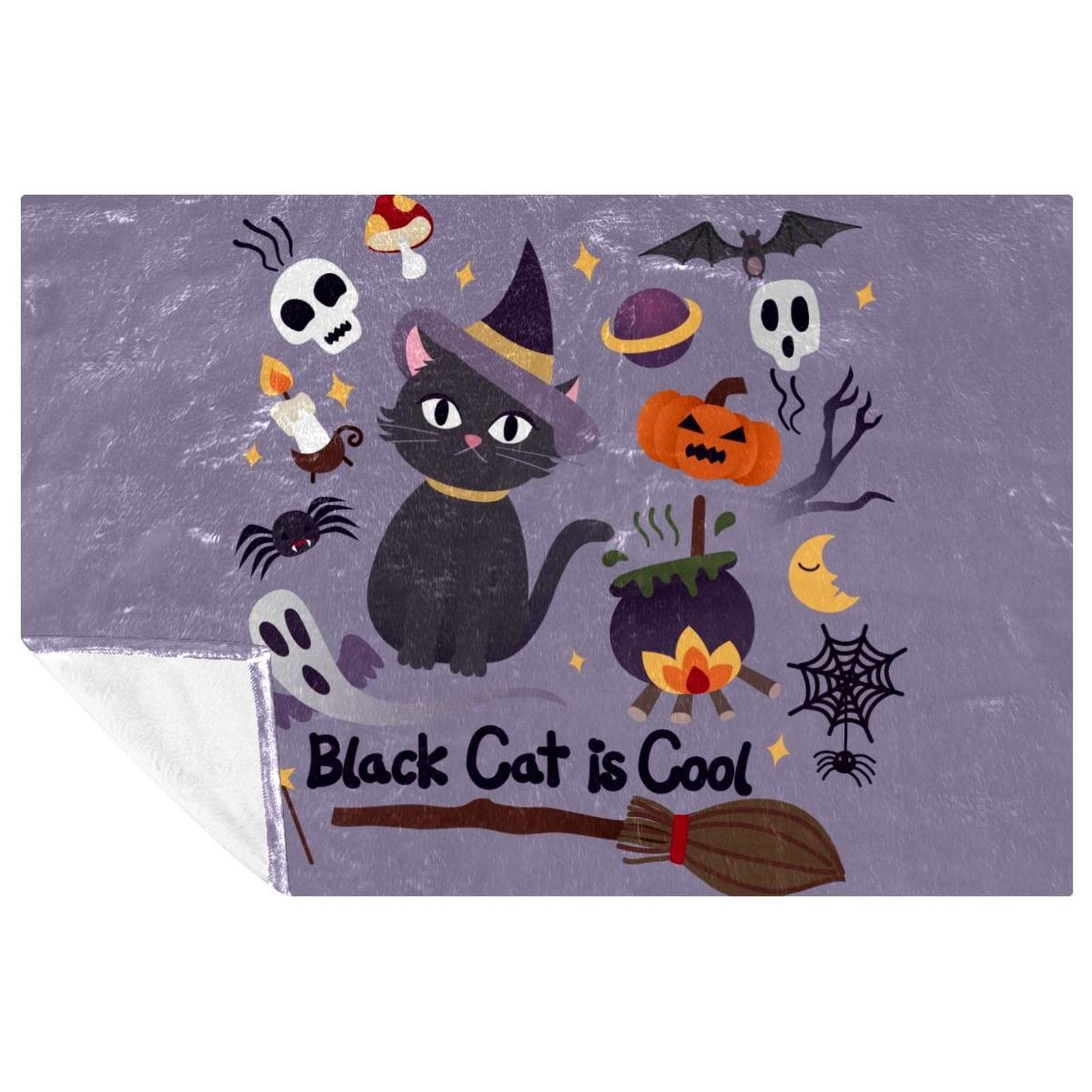 Couverture lit chat noir plaid chaud canapé camping 150x100 cm