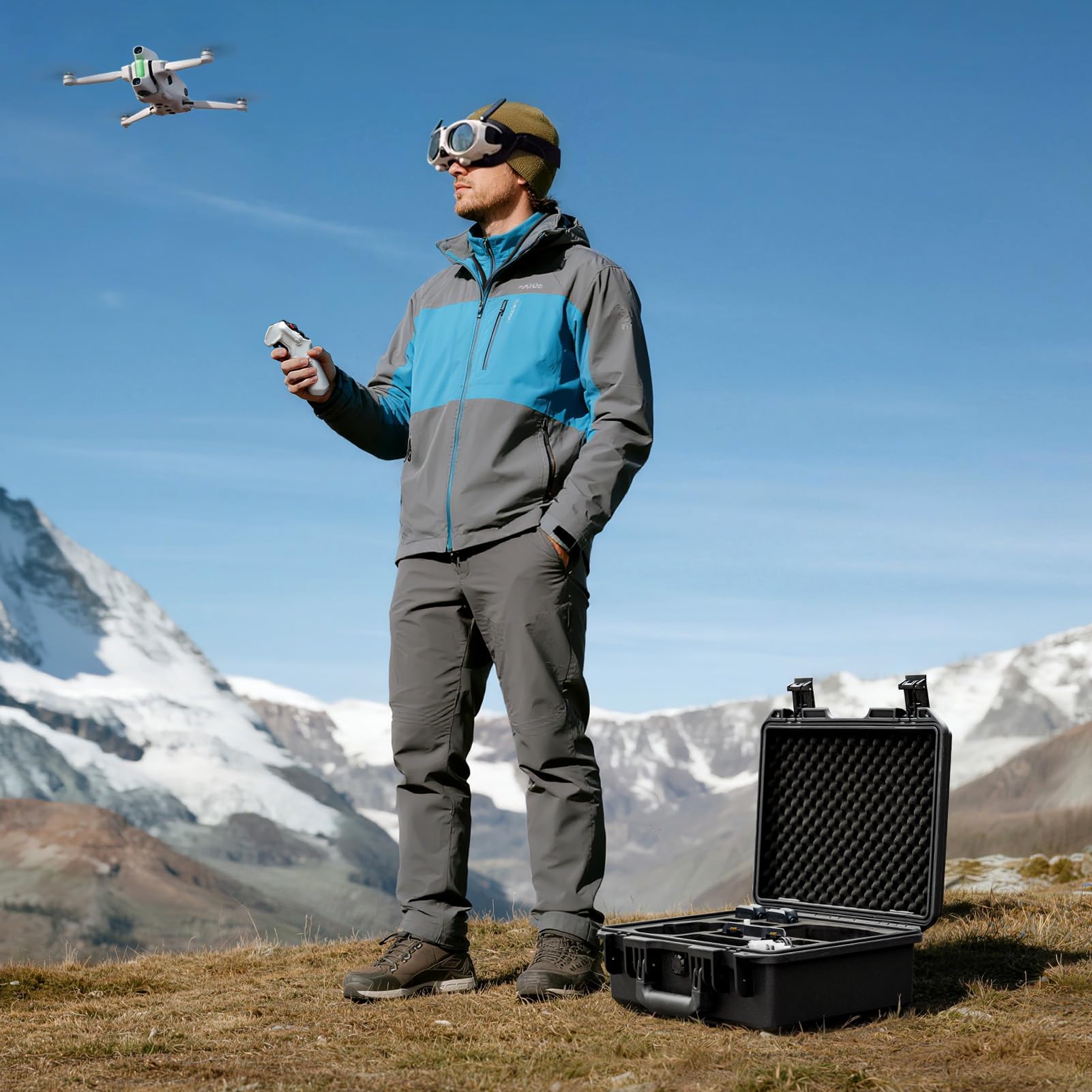 Lykus Titan AA100 Maletín/Maleta/Estuche/Case Impermeable para Paquetes de Drones Antigravity A1,Admite 7 baterías[Solo MALETÍN]