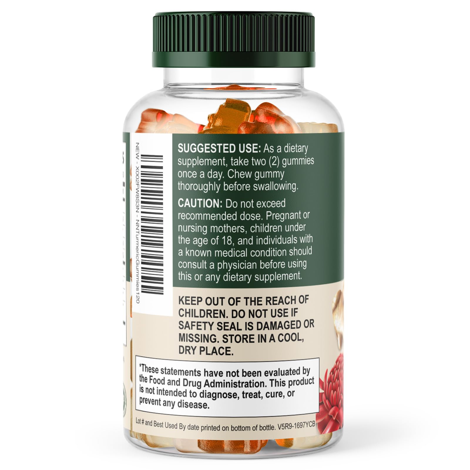 Turmeric Gummies - 95% Curcuminoids - Best Turmeric Curcumin Supplement with Ginger, Black Pepper for Enhanced Absorption, Natural Vegan Joint Support Curcumin Gummy - Tasty Peach Flavor - 120 Gummies — Amazon image 8