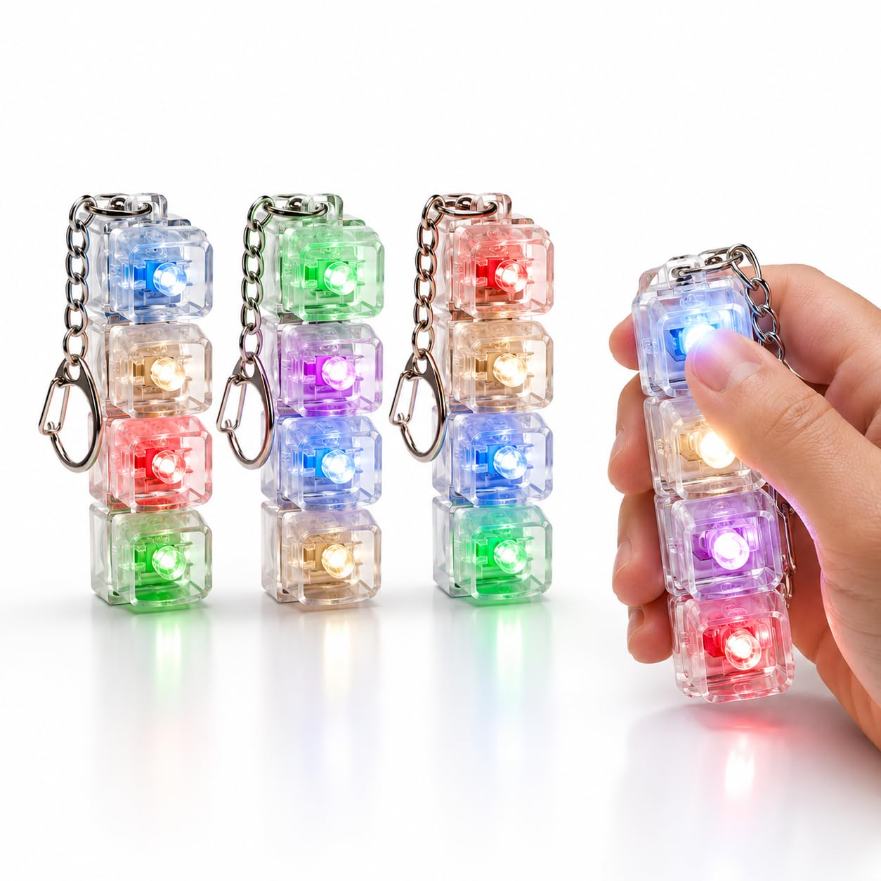 Toy Imagine LED Keyboard Keychain (Pack of 4) Fidget Toy 4-in-1 Stress Relief Clicky Buttons with Lights Use on Bags, Keys & Purses Portable Finger Fidget Toy for Kids & Adults Perfect for Gifting-image-31