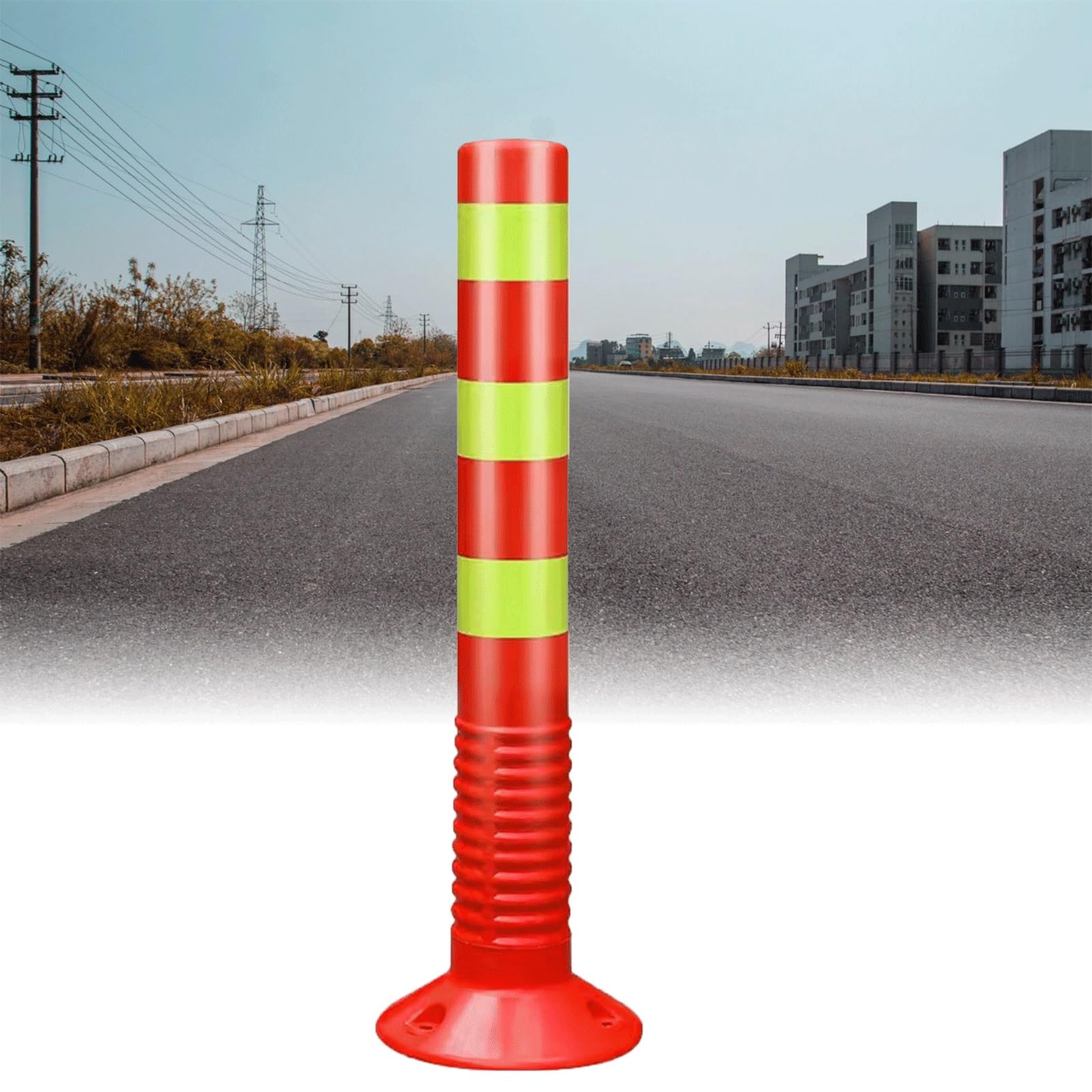 Générique Poteaux de signalisation routière Rouges avec Colliers réfléchissants - Hauteur 76 cm, Paquet de 8 - Cônes Portables pour la sécurité routière, Les parkings et Les Chantiers