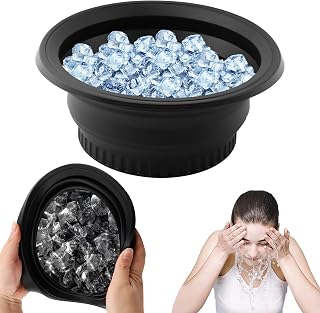 Face Bowl for Ice with Built-In Icetray, Silicone Foldable Facial Ice Bath Bowl, Facial Plunge Bowl(COLOR:Black)