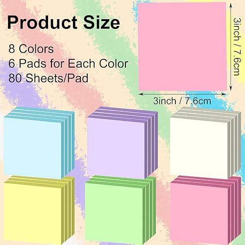 Miniatura 2 de Beieverluck Paquete de 48 notas adhesivas emergentes de 3 x 3 pulgadas, bloc de notas autoadhesivas coloridas para oficina, hogar, escuela, reunión,