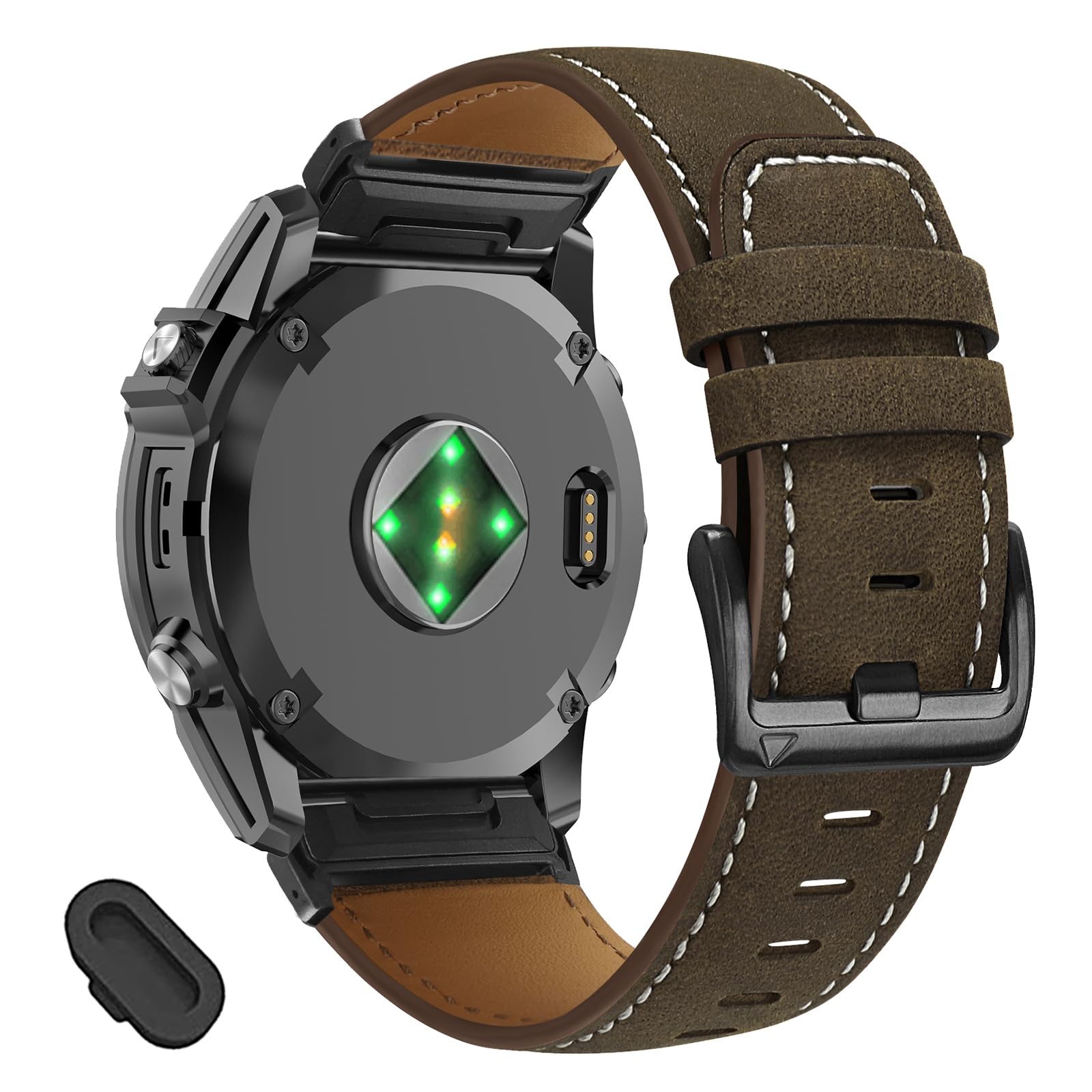 VELEYOK 22mm Genuine Leather watch Bands Compatible With Garmin Tactix/Fenix 8 Pro AMOLED 47mm/E/7/6/pro/5 Plus/5/Descent G2/G1/Quatix 8 7 Pro/7/6/Approach S70 47mm/S62/S60/Forerunner 965/955/970/945