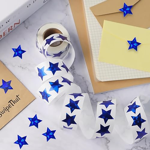 Miniatura 10 de 500 calcomanías de estrellas doradas metálicas, calcomanías autoadhesivas de 1 pulgada con purpurina metálica, calcomanías de estrellas brillantes,