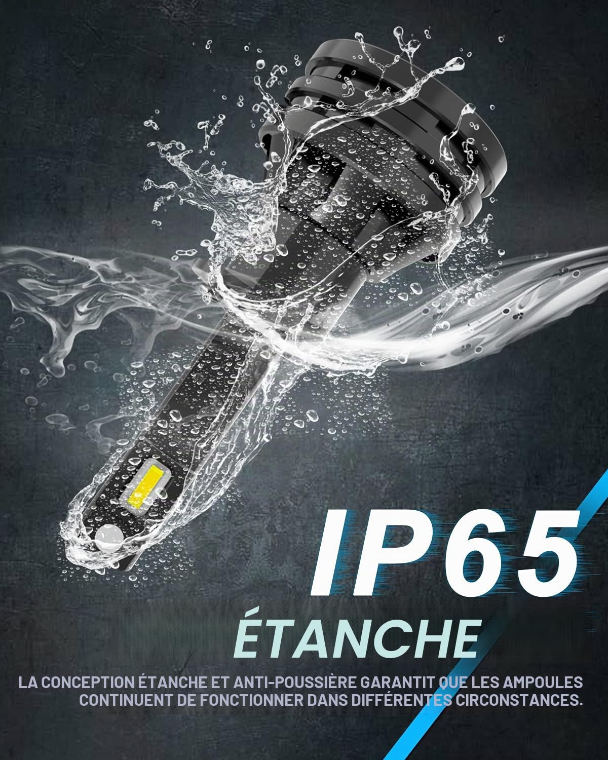 KATUR H1 LED Ampoules de Phare Mini-Conception améliorée puces 12000 lumens Kit de Conversion de phares étanche Tout-en-Un à LED 55W 6500K Xenon White-2 Ans de Garantie