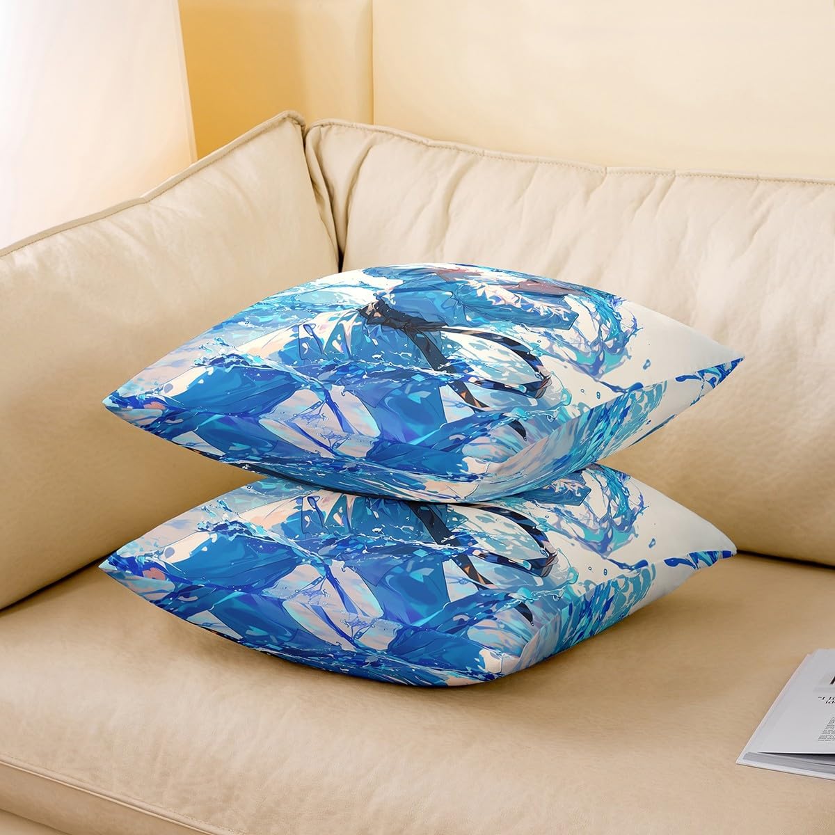 jejeloiu Kids Taekwondo Decorative Throw Pillowcases 16"x16" Set of 4 Soft Kungfu Karate Throw Pillow Covers for Boys Girls Anime Pillow Cases Cushion Covers Cushion Cases image 3